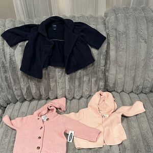 Old Navy Pink Hooded Knit Baby Cardigan